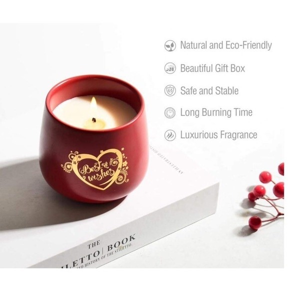 Red Ceramic Jar Candle With Gift Box‎ Lux Scented - Picture 3 of 7